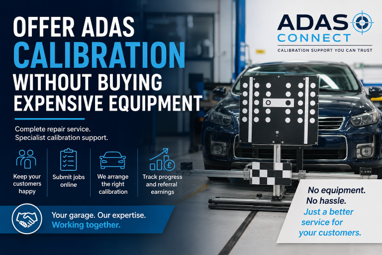 Garage offering ADAS calibration through ADAS Connect without buying specialist equipment